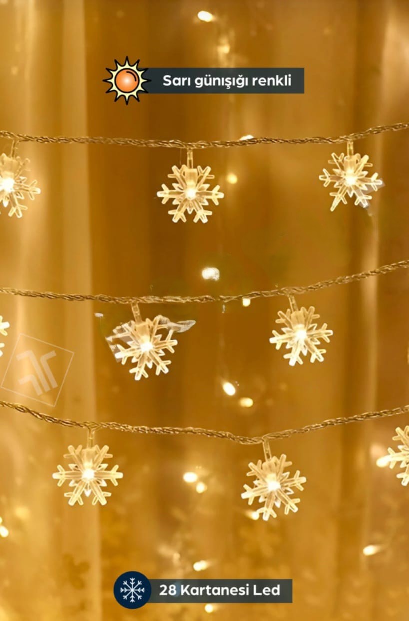 Kar Tanesi Led Işık  Aydınlatma Pilli 5 Metre