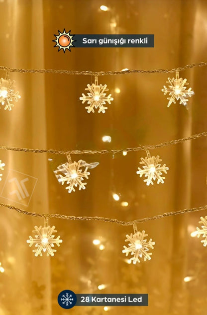 Kar Tanesi Led Işık  Aydınlatma Pilli 5 Metre