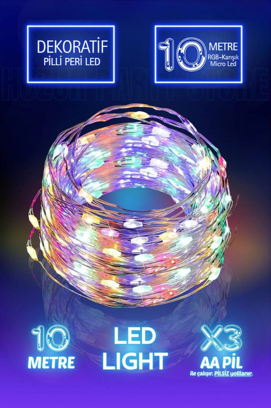 10 Metre Karışık Renkli Yılbaşı Ağacı Işığı Süsü